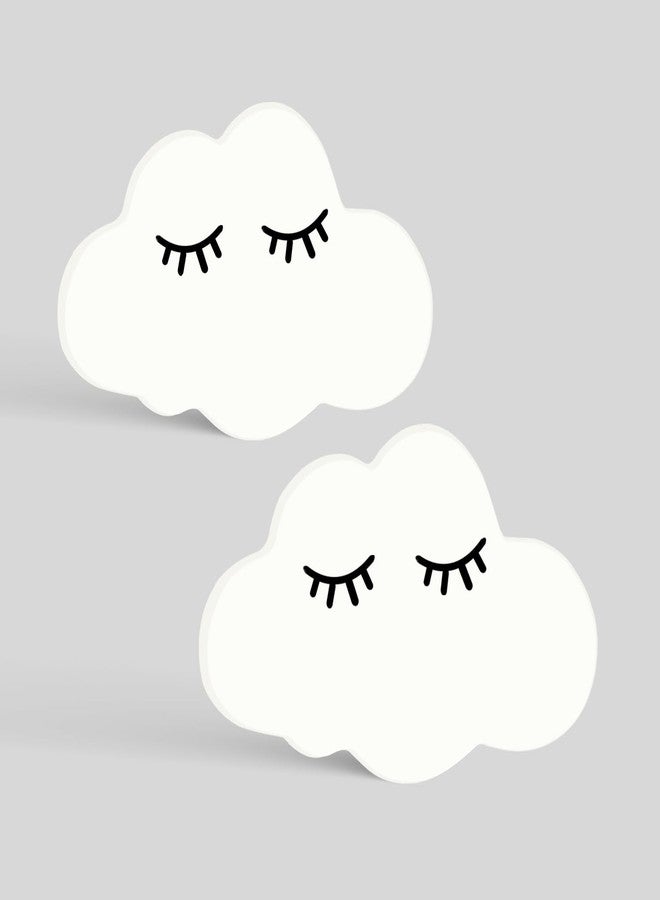 FLY FROG Cloud-Themed MDF Wood Knobs for Kids' Rooms, Wardrobes, Doors, and Cabinets - Set of 2 Drawer Handles (Cloud-White) - Image 1